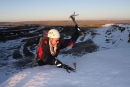 09-9289  Ice Climber Breaking Out Over a Cornice in Evening Light Harthope Head Teesdale Weardale Border